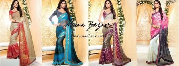 Fashion & Style: Meena Bazar Latest New Fashion Party Wear Lehenga Saree  2015 for Girls-Women